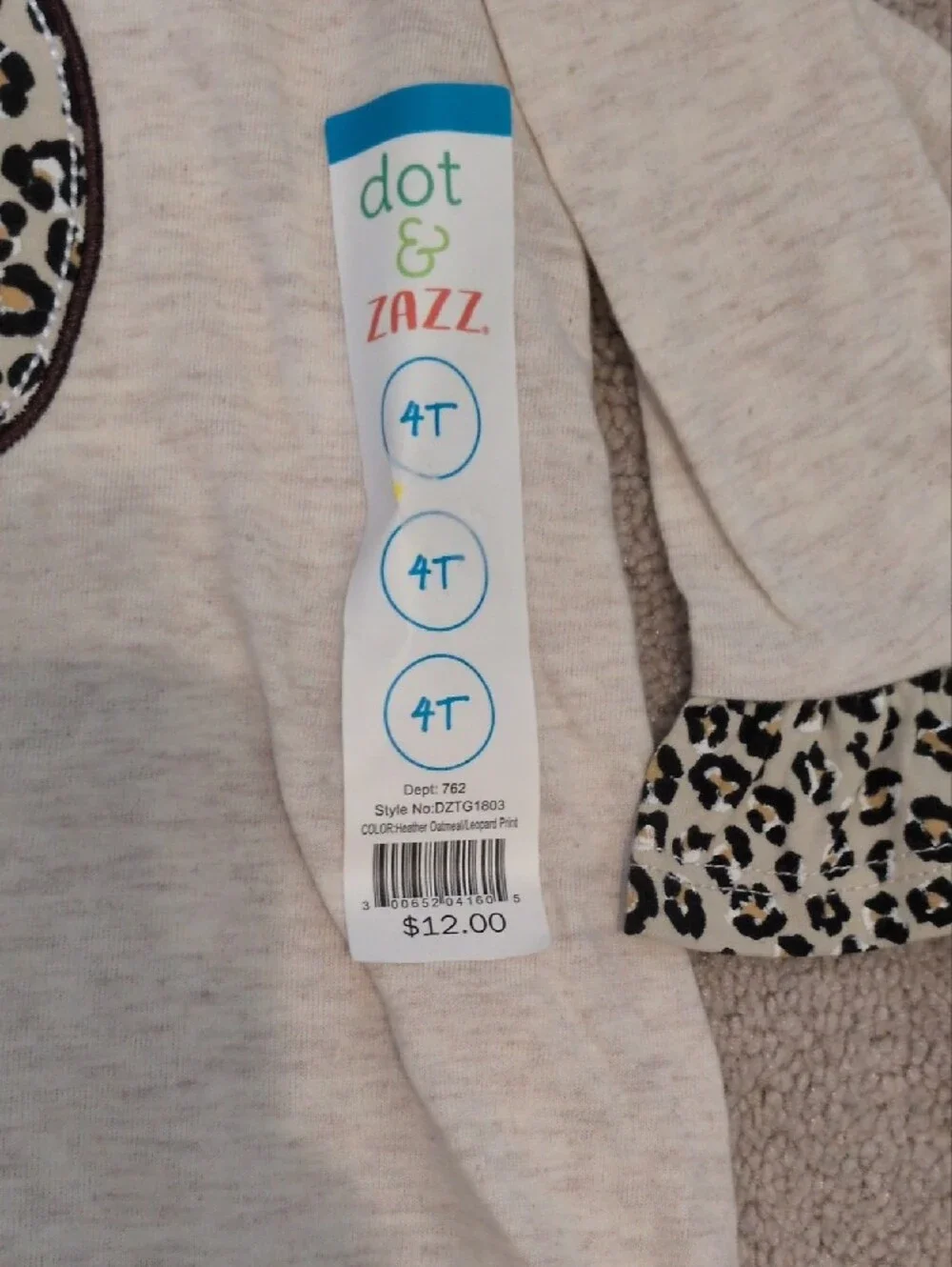 New w/Tags! Dot & Co 'Til Punkin' Cream Leopard Trim Kids Dress
